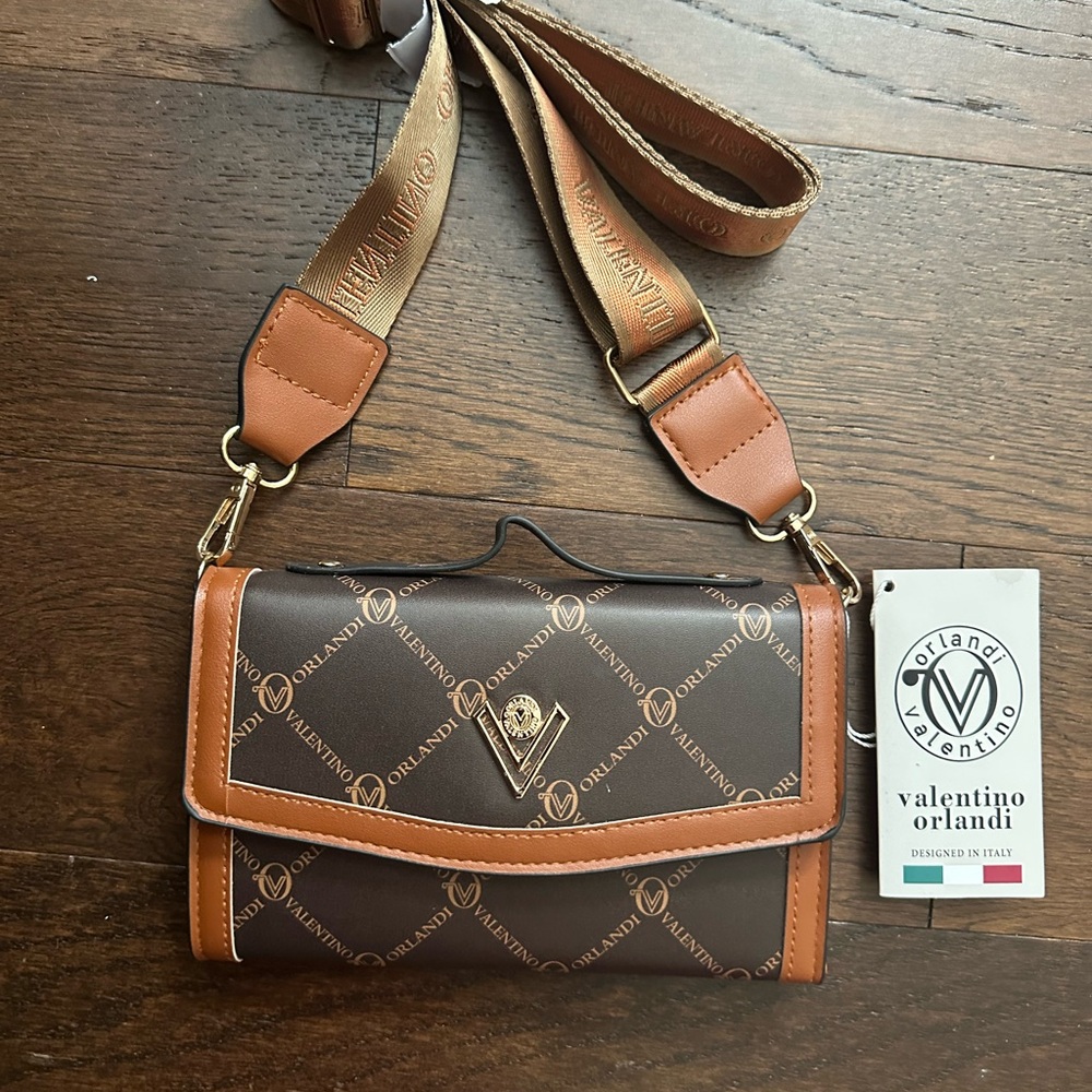 Valentino Orlandi Brown and Tan Crossbody Bag